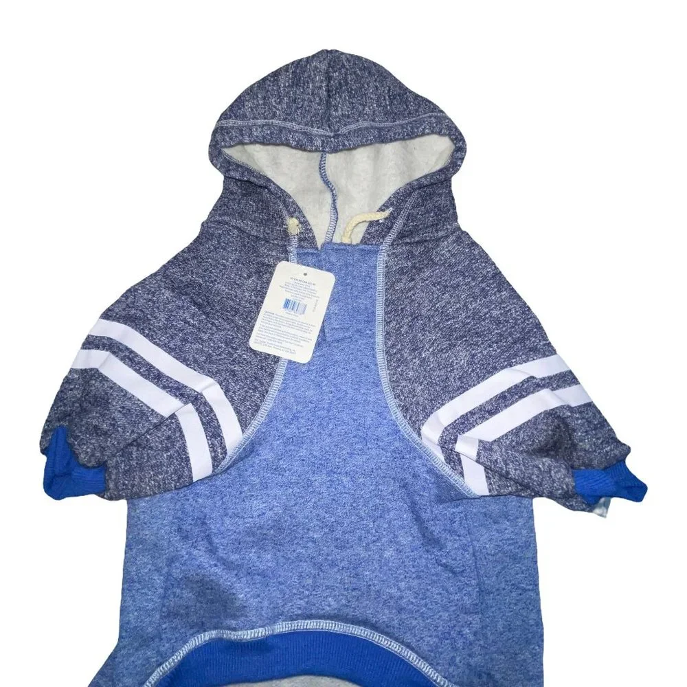 NWT Top Paw Blue K Bye Fleece Lined Hooded Pullover Sweatshirt Winter Dog L